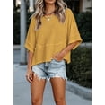 thumbnail image 2 of Summer Oversize Women Solid Color Half Sleeve Loose Shirt Tee Casual Tops, 2 of 6