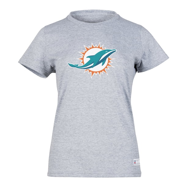NFL Playera Aficionado Básica Miami Dolphins Gris para Mujer, Talla Extra Grande