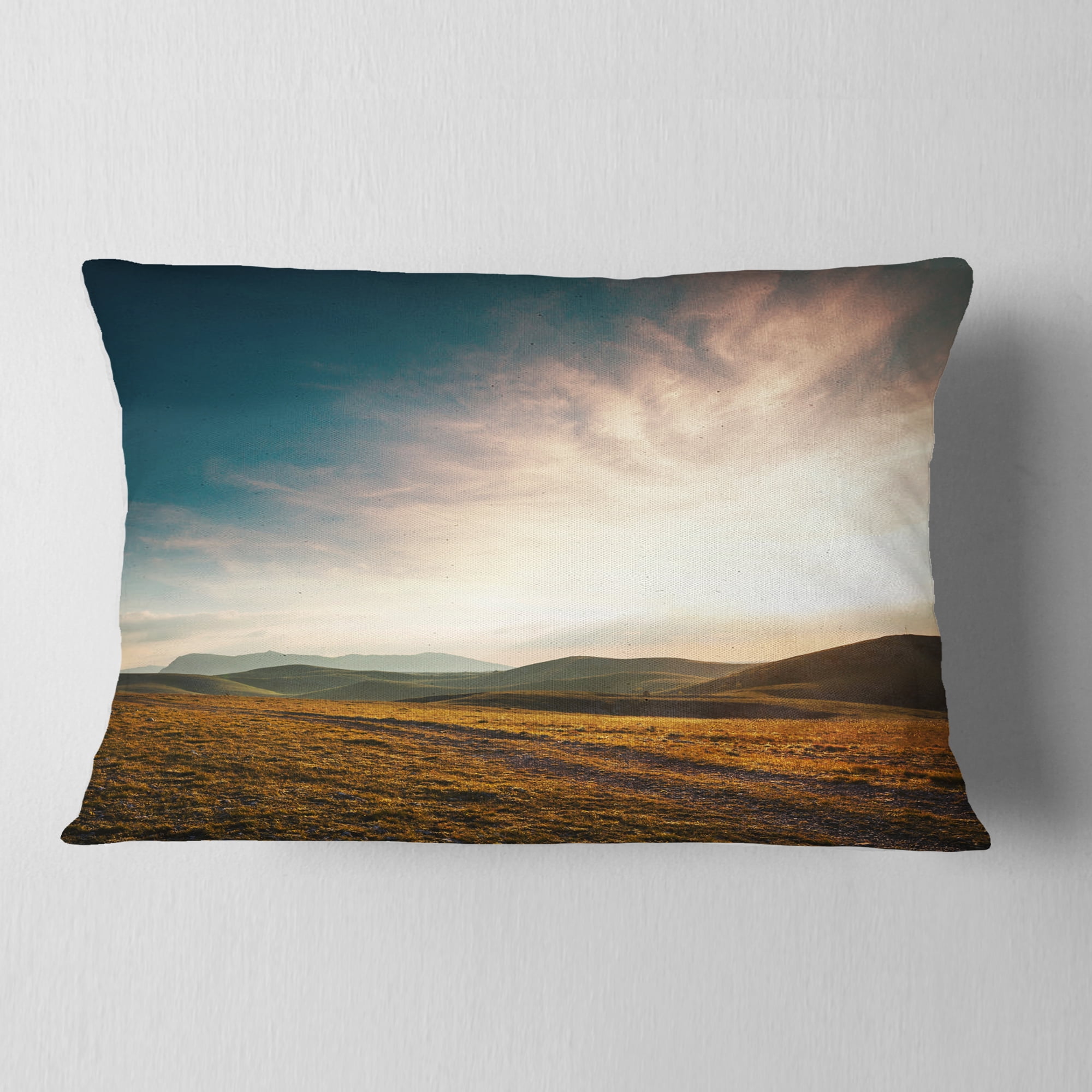 Designart Pathway over Mountains At Sunset - Landscape Printed Throw Pillow - 12x20