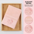 thumbnail image 3 of Unique Bargains Floral Embroidered Soft Hand Towel Set Light Pink 2pk, 3 of 7