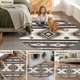 thumbnail image 5 of Round Area Rugs 8 Feet - Boho Brown Farm Aztec Geometric Soft Indoor Throw Rugs Carpets for Living Dining Bedroom Kids Room Non-Slip Playroom Crawl Rug Floor Mats Southwest Ethnic Wind, 5 of 9