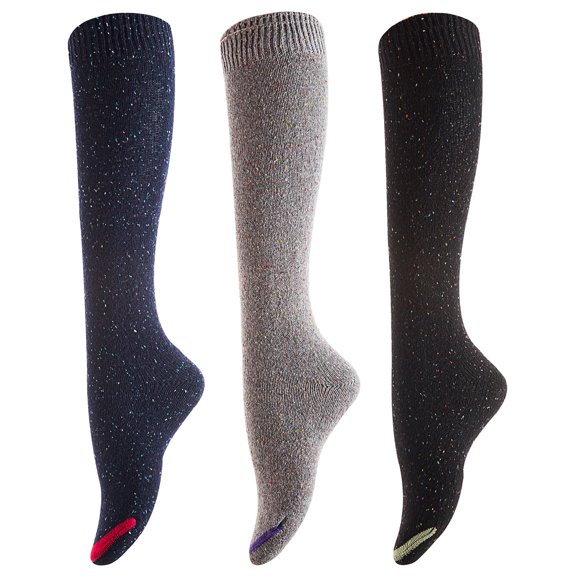 Women's 3 Pairs Attractive, Breathable, Lightweight, Moisture Wicking & Extra Soft Knee High Cotton Boot Socks Size 6-9 T158212Black, Grey, Navy