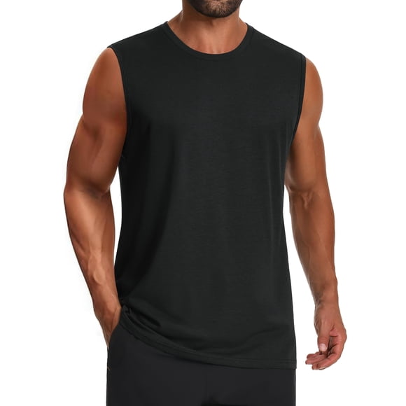 Camiseta sin mangas Cotrasen para hombre con protección solar, protector solar, talla XL, color negro