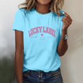 thumbnail image 2 of YDLCAFD T-Shirt pour Femmes Adapté à l'Impression Col Rond Manches Courtes Tee Tops Tunique Blouse, 2 of 5