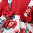 thumbnail image 6 of KIMI BEAR Newborn Girls Dress 3 Months Newborn Girls Fall Winter Dress 6 Months Newborn Girls Solid Color Patchwork Floral Ruffles Fake-Two-Pieces Long Sleeve Dress Red, 6 of 7