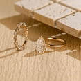 thumbnail image 4 of Hidden Halo Pear Diamond Ring Set in 14K Rose Gold Vermeil- Milgrain Wedding Band- Promise Bridal Set, 4 of 7