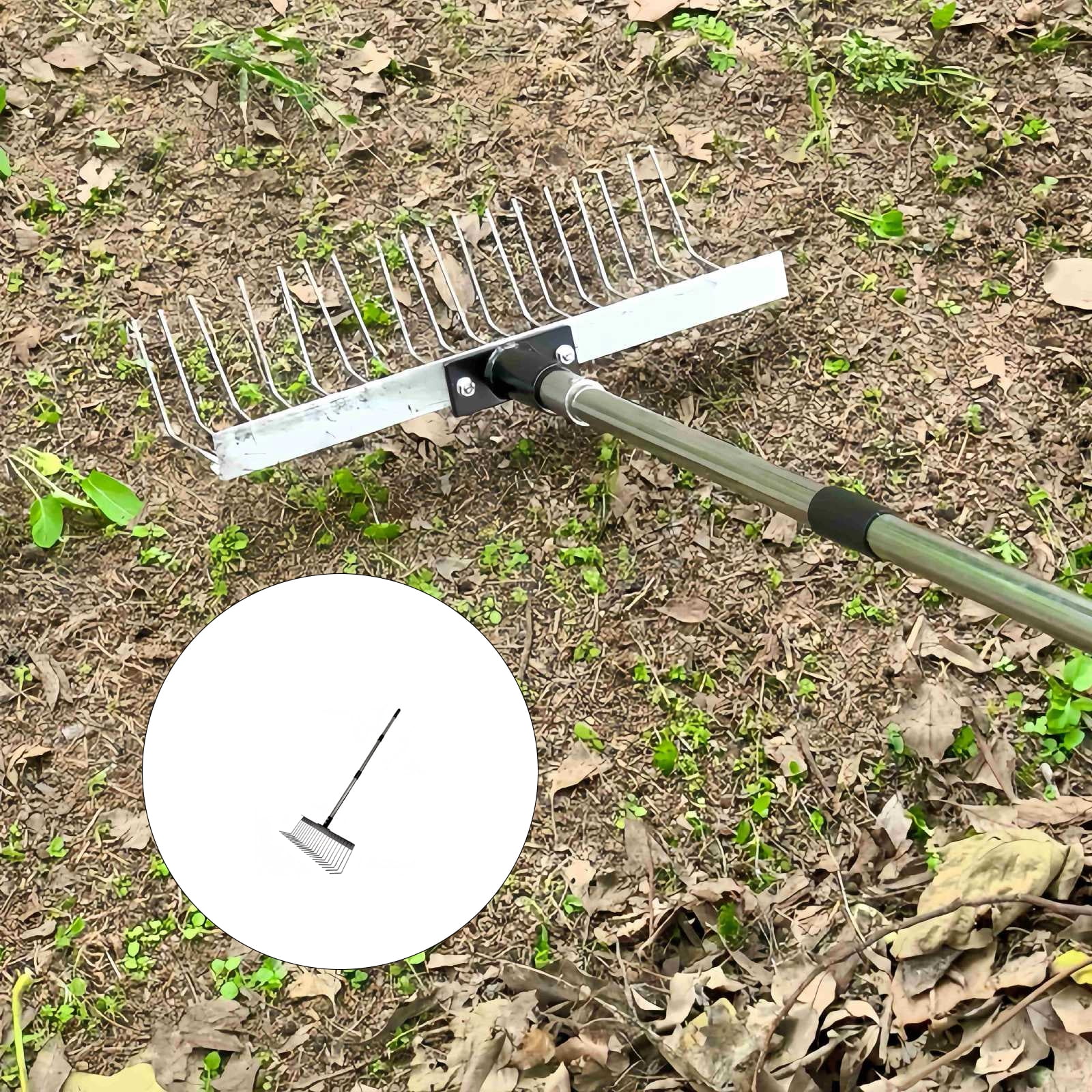 Sturdy Steel Rakes With Ergonomic Handle For Efficient GRASS Yard Debris Cleaning And Pet Waste Removal Cleaning Tool