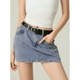 thumbnail image 4 of Rdhnmea Women Denim Skirts Solid Color Bodycon Jeans Skirts Mini Skirts, 4 of 9
