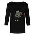 thumbnail image 4 of PNTUTB Women's 3/4 Sleeve Western Style Printed Casual T-shirt, 4 of 6