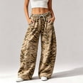 thumbnail image 2 of Women Tiger Stripe Print Wide Leg Pants, Elastic Drawstring High Waist Loose Casual Trousers with Side Pockets, Trendy Streetwear Printed Sweat Pants for Daily Outfit, 2 of 4