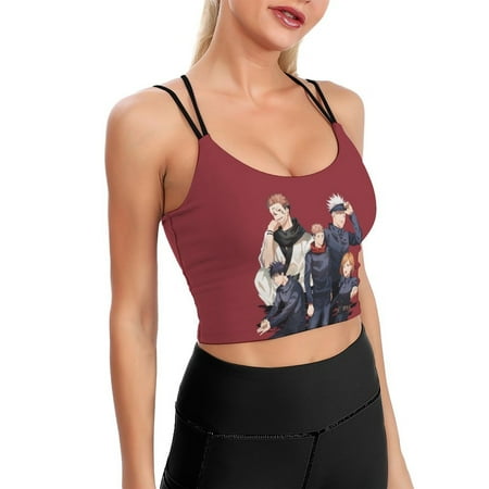 Characters Jujutsu Kaisen Sports Bra For Women Padded Crop Top Camisole Yoga Tank Top Vest Workout Tops Racerback With Built In Bra Activewear Fitness Gym