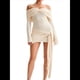 thumbnail image 1 of Vestido de Punto Corto con Hombros Descubiertos para Mujer, Larga, Irregular, con Cordones, Sexy Lechoso M, 1 of 9