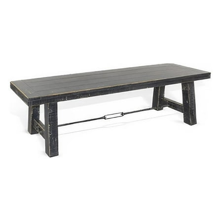Rena Dining Bench- Turnbuckle Accent- 64 Inch Black Mahogany Wood