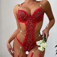 thumbnail image 2 of Europa y Estados Unidos lencería sexy sexy de encaje halter de una pieza sin espalda ahuecado ligas, 2 of 6