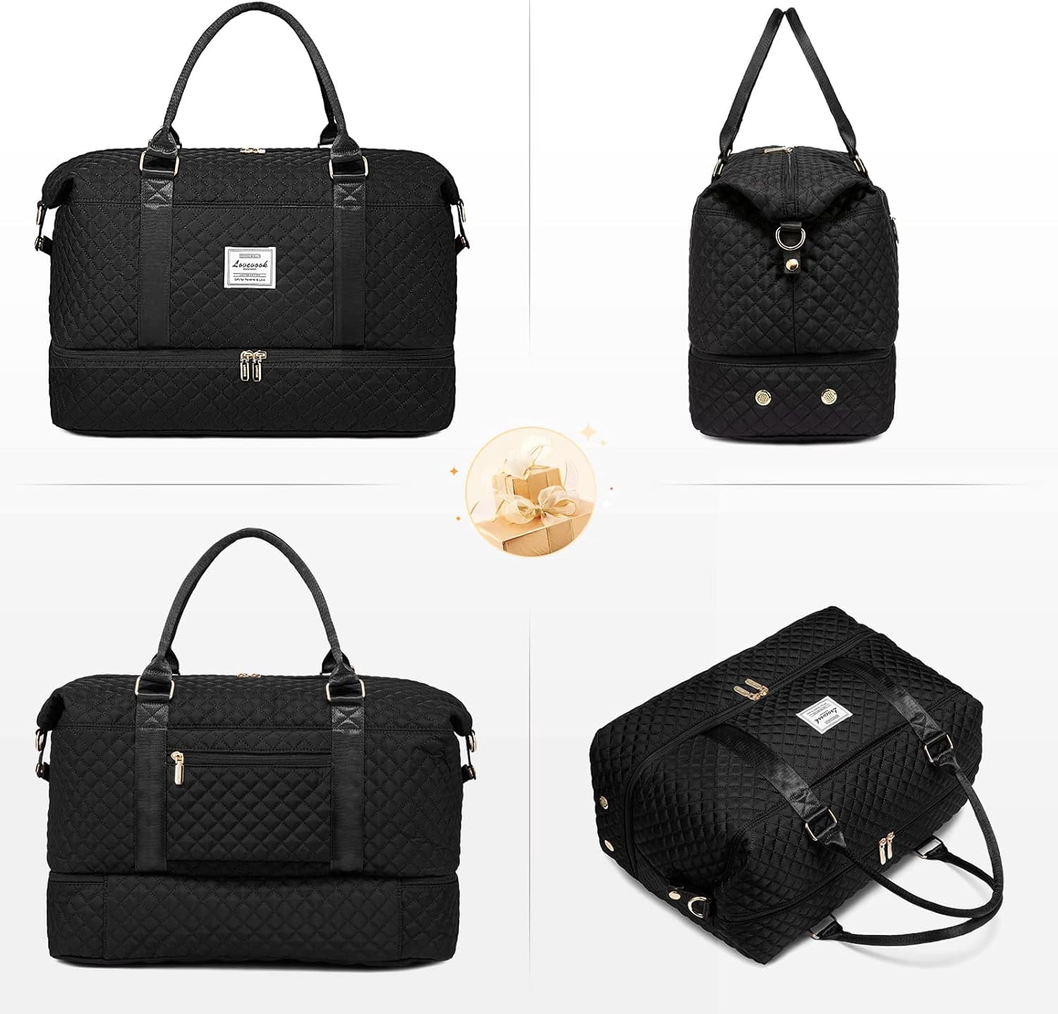LOVEVOOK Travel Duffle Bag,Weekender Bags for Women with Shoe Compartment，Carry on Overnight Bag with Toiletry Bag,Gym Duffel Bag with Wet Pocket, Hospital Bags for Labor and Delivery