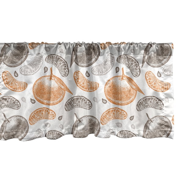 Ambesonne Tangerine Window Valance, Vintage Drawn Mandarin Pattern with Whole Segments and Seeds, Curtain Valance for Kitchen Bedroom Decor with Rod Pocket, 54" X 18", Orange Pale Chocolate