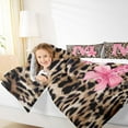 thumbnail image 4 of Homewish Kawaii Initial M Letter Queen Comforter Set, Brown Leopard Cheetah Print Bedding Sets, Teens Kids Girls Women Reversible Bedding Comforter Set, Microfiber Bedroom Decor, 3-Piece, 4 of 8