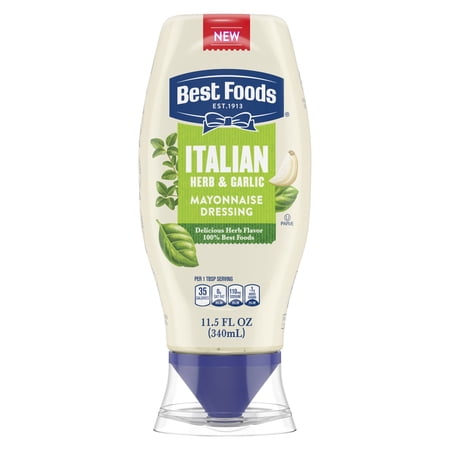 Best Foods Italian Herb & Garlic Mayonnaise Dressing Condiments, 11.5 fl oz Squeeze Bottle