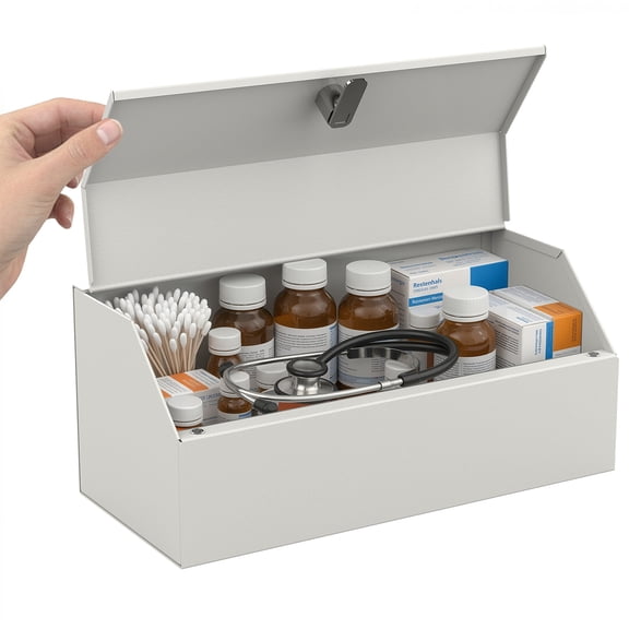 Medication Lock Box - Lockable Medicine Cabinets Wall Mount for Prescriptions and Personal Medicines