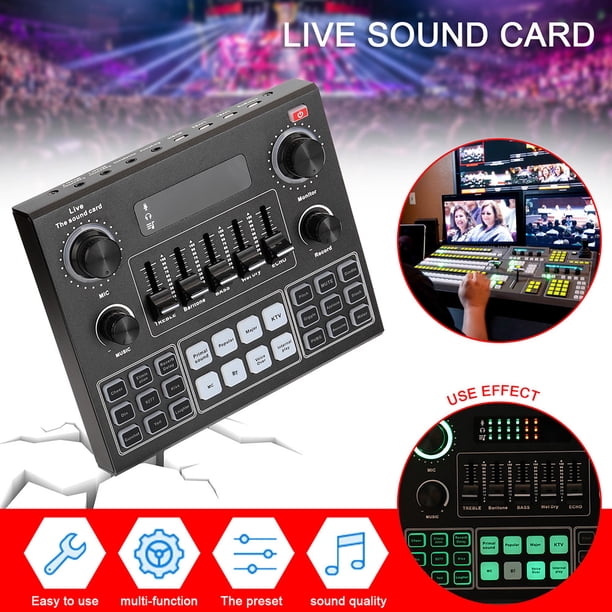Kuymtek Tarjeta de sonido de audio V9 Adaptador de sonido Bluetooth de transmisión en vivo para computadora de teléfono