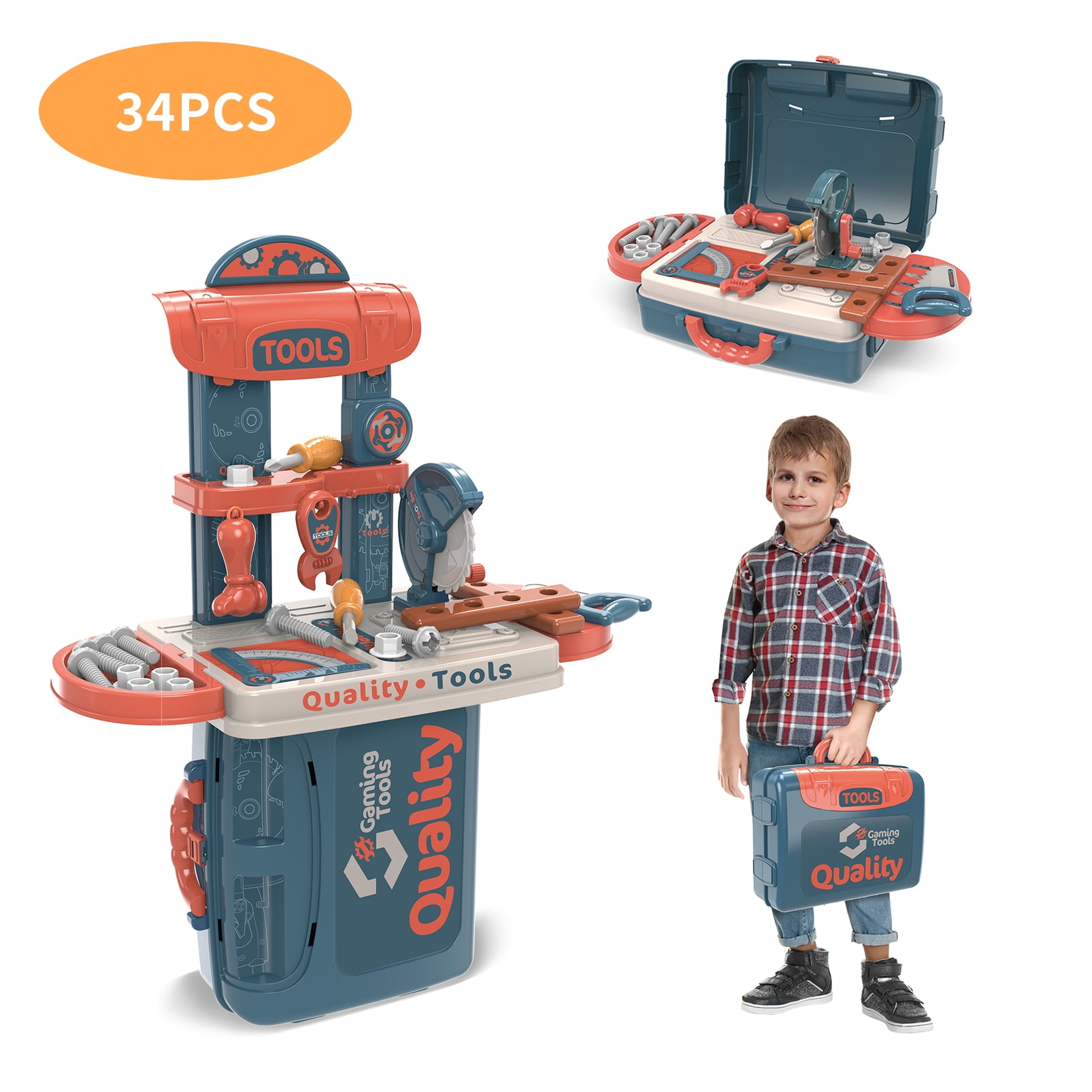 Kids 52pcs Workbench Tools Play Set Children Creative Building Workshop Kit Toy for sale online 