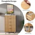 thumbnail image 6 of EastVita 5 Drawer Dresser - White Dresser for Bedroom - 47.9inch Tall Dressers Chest of Drawers - Wood Tall Dressers with Metal Handle for Closet/Living Room/Entryway - Natural, 6 of 7