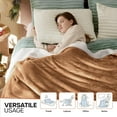thumbnail image 6 of IR Imperial Rooms Sherpa Bed Blanket Soft Thick & Warm Fluffy Plush Winter Fleece Reversible Lightweight Twin (60x80) Camel, 6 of 8