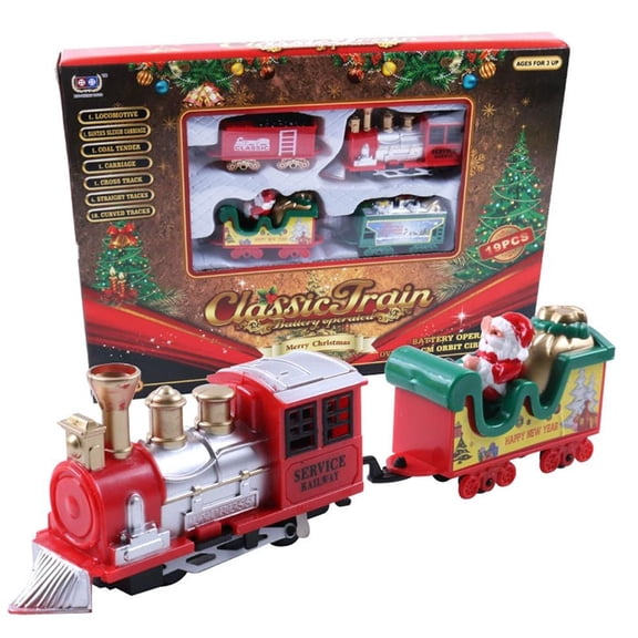 Mini Simulated Christmas Train Set with 4 Carriages & Tracks - Classic Electric - Train & Toy For Boys Kids G Ideal