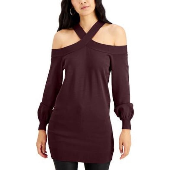 MSRP $90 Inc International Concepts Cold Shoulder Tunic Sweater Red Size XS