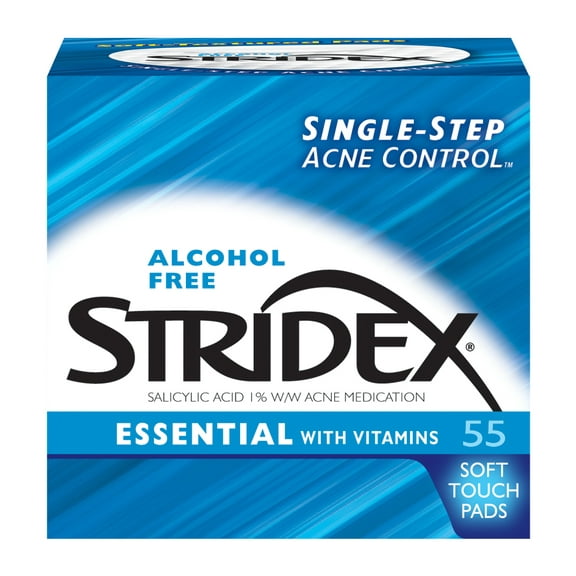 Stridex Medicated Acne Pads for Moderate Acne, Alcohol-Free, 55 Count