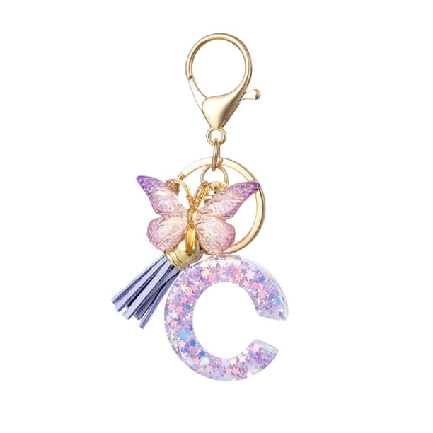 Buscador de regalos navideños Lisbinx: llavero de 26 letras con colgante y borla, accesorios de moda. Elegante llavero multifuncional para uso diario.