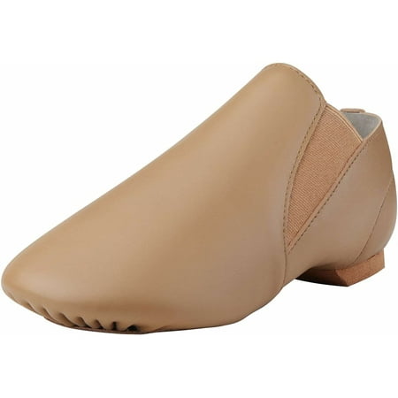 

Unisex Leather Upper Slip-on Jazz Shoe with Elastics for Women and Men s Dance Shoes