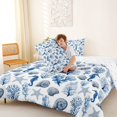 thumbnail image 4 of spefrowx Watercolor Seahorse Queen Comforter Set for Kids, Blue Coral Spiral Shell Comforter Sets Queen, Reversible, 3-Piece, 1 Comforter and 2 Pillowcases, 4 of 6