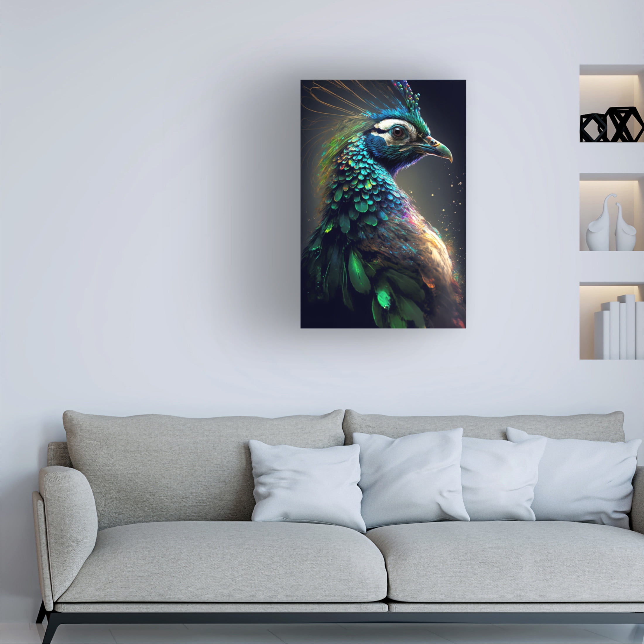 Canvas Wall Art - Ray Heere 'Proud Peacocks 36' Wall Art for Living Room, Bedroom, or Office Décor by Trademark Fine Art - 12 x 19 Inches