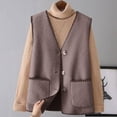 thumbnail image 2 of Juosiy Womens Plus Size Casual Thin Autumn Vest Solid Color V Neck Sleeveless Cardigans with Pockets, 2 of 4