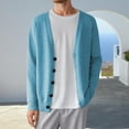 thumbnail image 2 of Men's Knit Cardigan Sweater Button Up Casual Loose Outfit for Fall & Spring(Blue XXL), 2 of 6