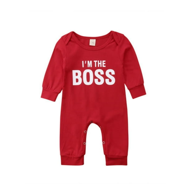 Kuriozud Kuriozud Baby Boy Long Sleeve I Am Boss Alphabet Printed Romper Outfit Walmart Com Walmart Com