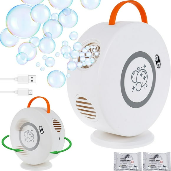 Bubble Machine Automatic Bubble Blowing Toy Rotated 90°/360° USB Rechargeable Bubble Maker with 4000+ Bubbles Portable Bubble Blowing Machine