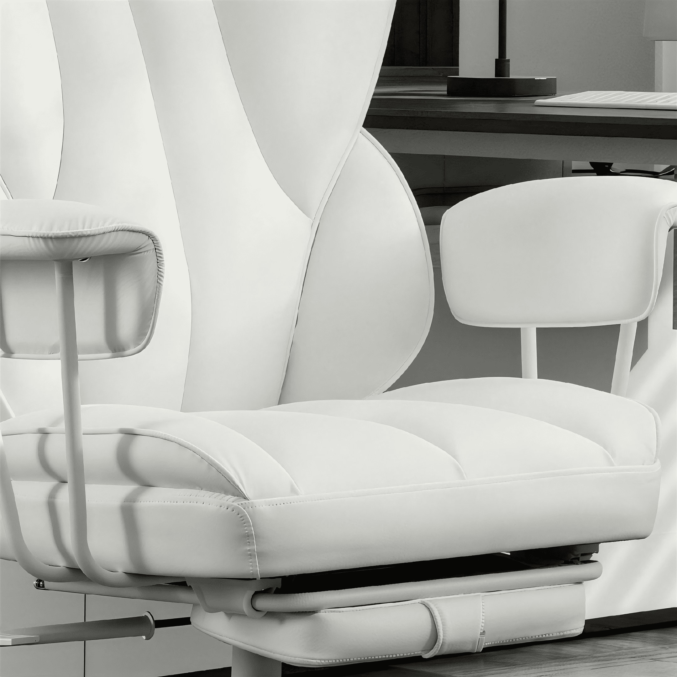 TMV Multi-Purpose Ergonomic Office Chair - High Back Desk Chair & Computer Gaming Chair with Adjustable Lumbar Support,White