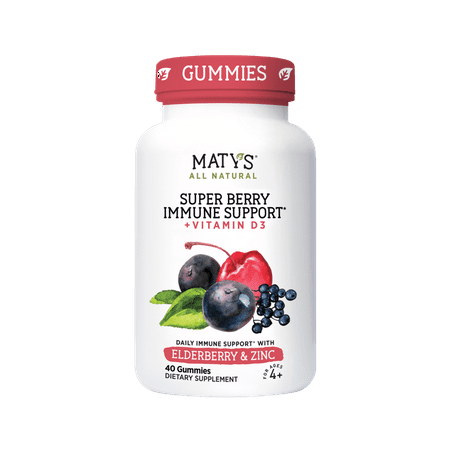 Maty's All Natural Super Berry Immune Support + Vitamin D3 Gummies