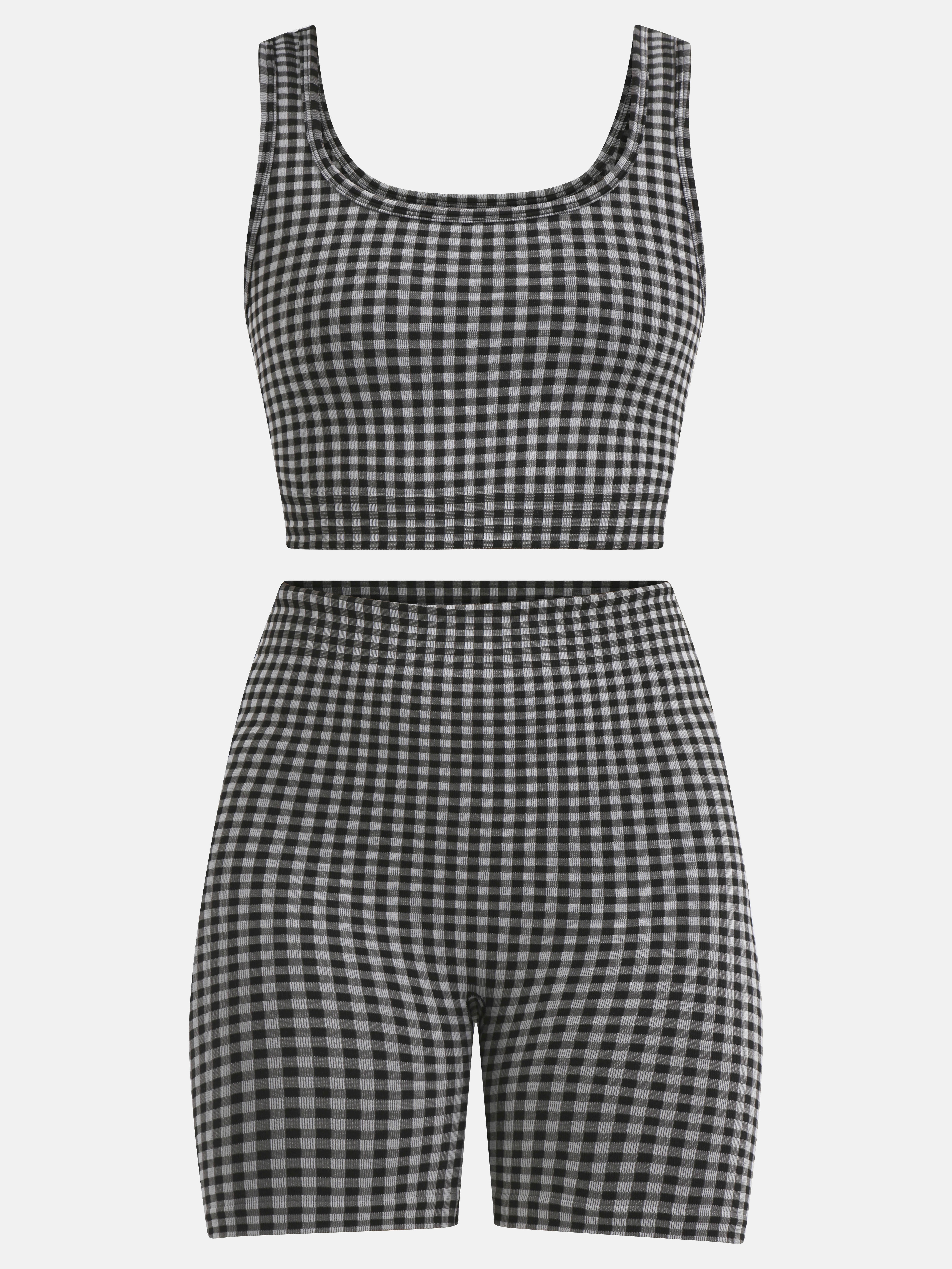 No Boundaries Seamless Cropped Tank Top and Bike Shorts Set, Women's