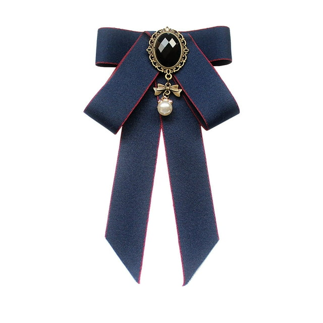 Broche de lazo de cinta, broche de lazo, pajarita preatada, decoración de moda, lazo elegante Azul oscuro
