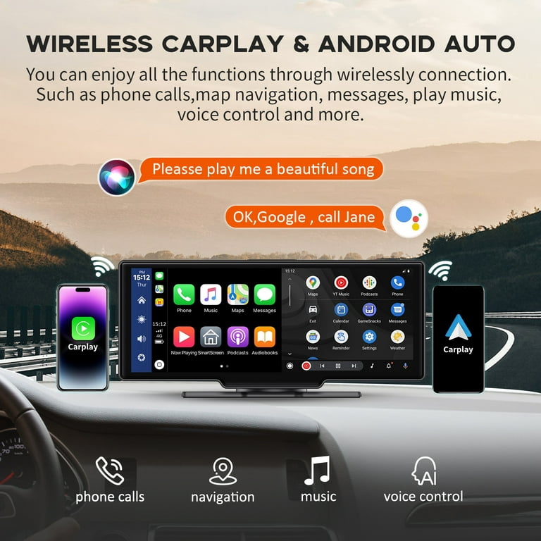 Dash Cam 4G+64G Wireless CarPlay Ai Box Wireless Android Auto
