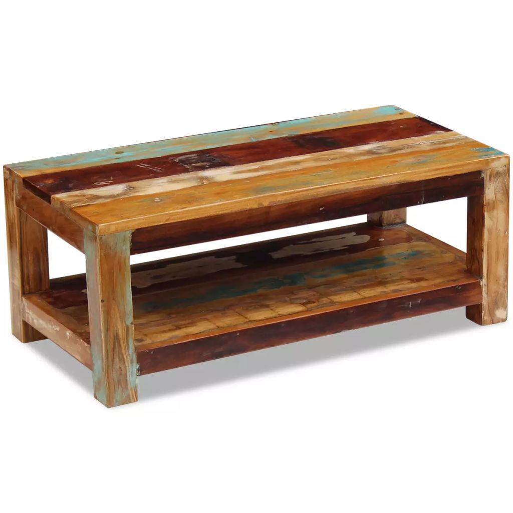 Kepooman Modern Rectangle Reclaimed Wood Coffee Accent Table for Living Room Bedroom, 35.4" x 17.7" x 13.8", Brown Kepooman Modern Rectangle Reclaimed Wood Coffee Accent Table for Living Room Bedroom, 35.4" x 17.7" x 13.8", Brown