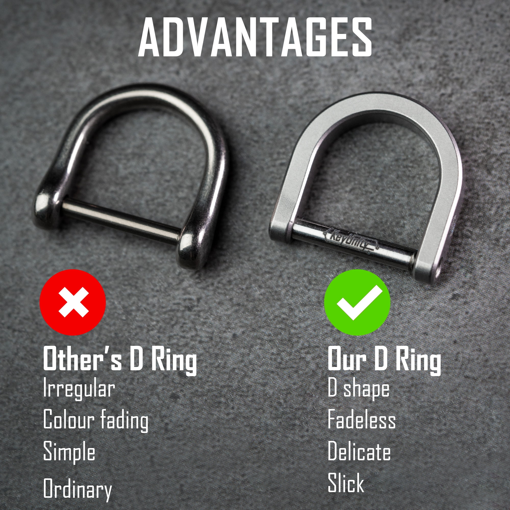 Key Unity Titanium D Ring Key Shackle, U Shape Key Ring