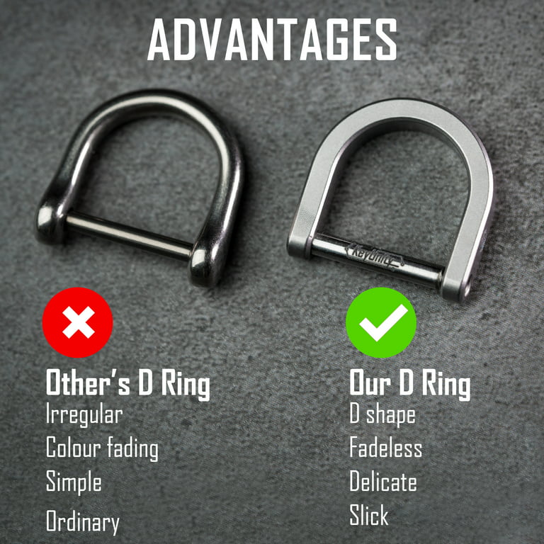 KeyUnity Titanium D Ring Key Shackle, D Shape Key Ring Horseshoe Clasp for  Car Fob, DIY Leather Key Organizer Keychain KA17(Blue, m)