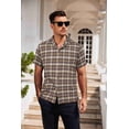 thumbnail image 7 of COOFANDY Mens Button Up Shirts Short Sleeve Collared Button Down Shirt Men Checkered Shirt, 7 of 7