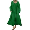 thumbnail image 2 of Breaise Plus Size Dresses for Women 2024 Summer Dresses Solid Scoop Neck Long Sleeve Shirts Dresses Basic Loose Fit Pockets Maxi Dresses Flowy Spring Summer Work Dresses Green XXXL, 2 of 6