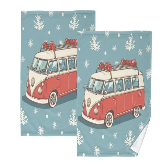 Cotton Towel Two-Piece 16x28 Inch One Sizex2 Face Towel Set Towel Set Cotton Hand Bath Towel Bathroom Beach Christmas Cartoon Truck