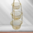 thumbnail image 3 of Hanging Fruit Basket Kitchen Vegetables Holder Stand Storage Organizer Rack; Golden, 3 of 8